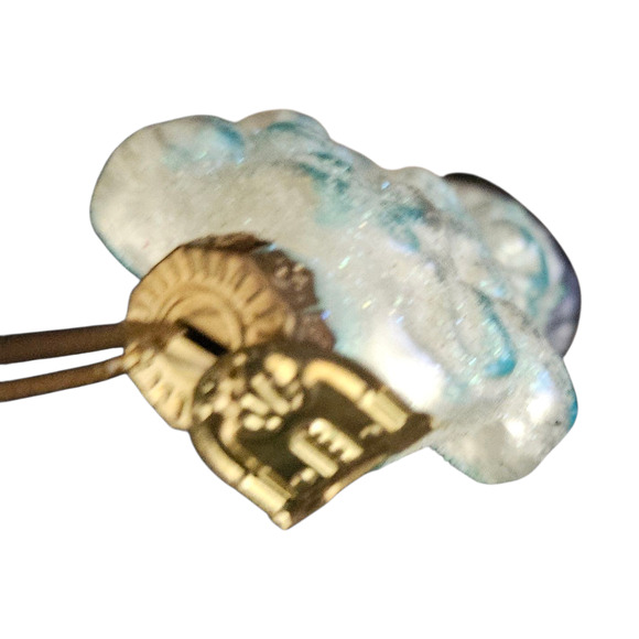 Thomas Pacconi Genie Ornament 3" Glass Glitter Blue Green Gold 1990s - Picture 5 of 6